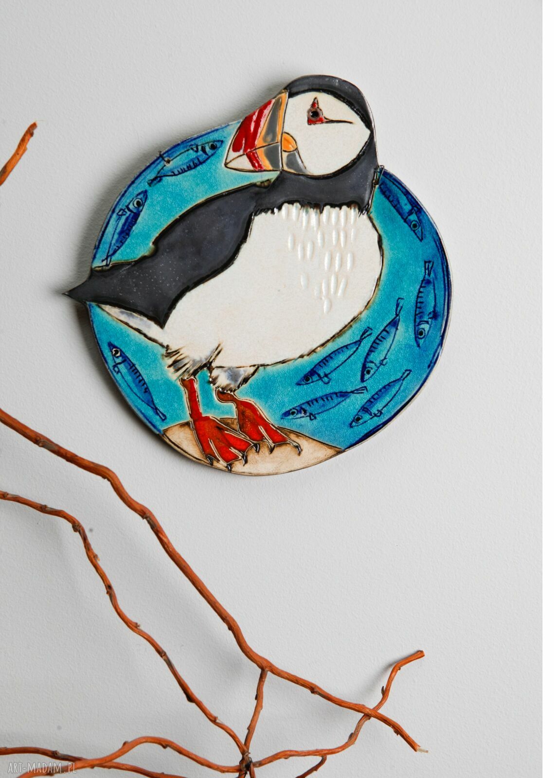 Jagodowy Kruk - maskonur ceramiczna dekoracja wisząca
