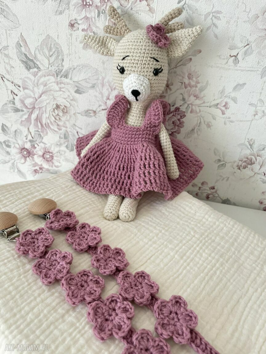 Maskotka sarenka Marysia 30 cm - ręcznie szydełkowana przytulanka dla dziecka