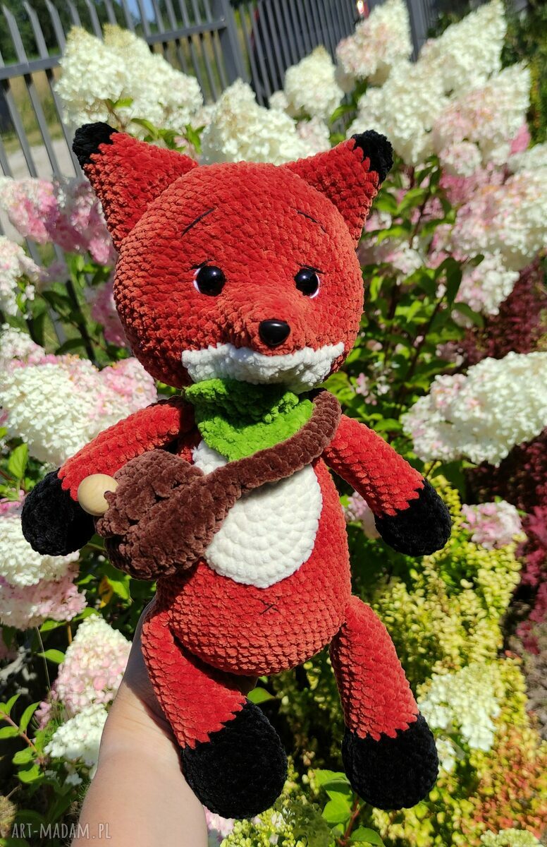 Śliczny lisek handmade przytulanka maskotka lis prezent jesień