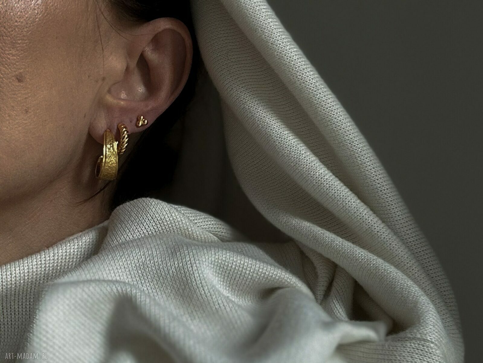 kolczyki: Masywne kolczyki półkola z różowego złota HandMade