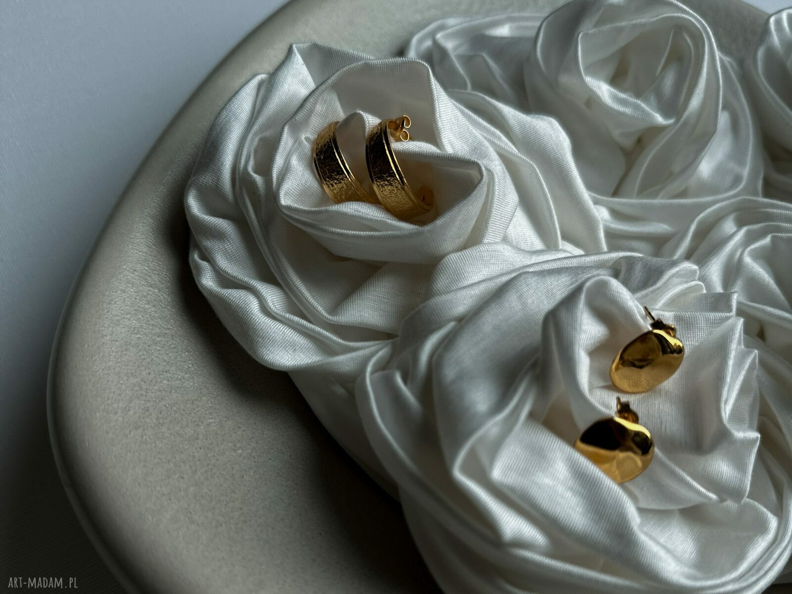 kolczyki: Masywne kolczyki półkola z różowego złota HandMade