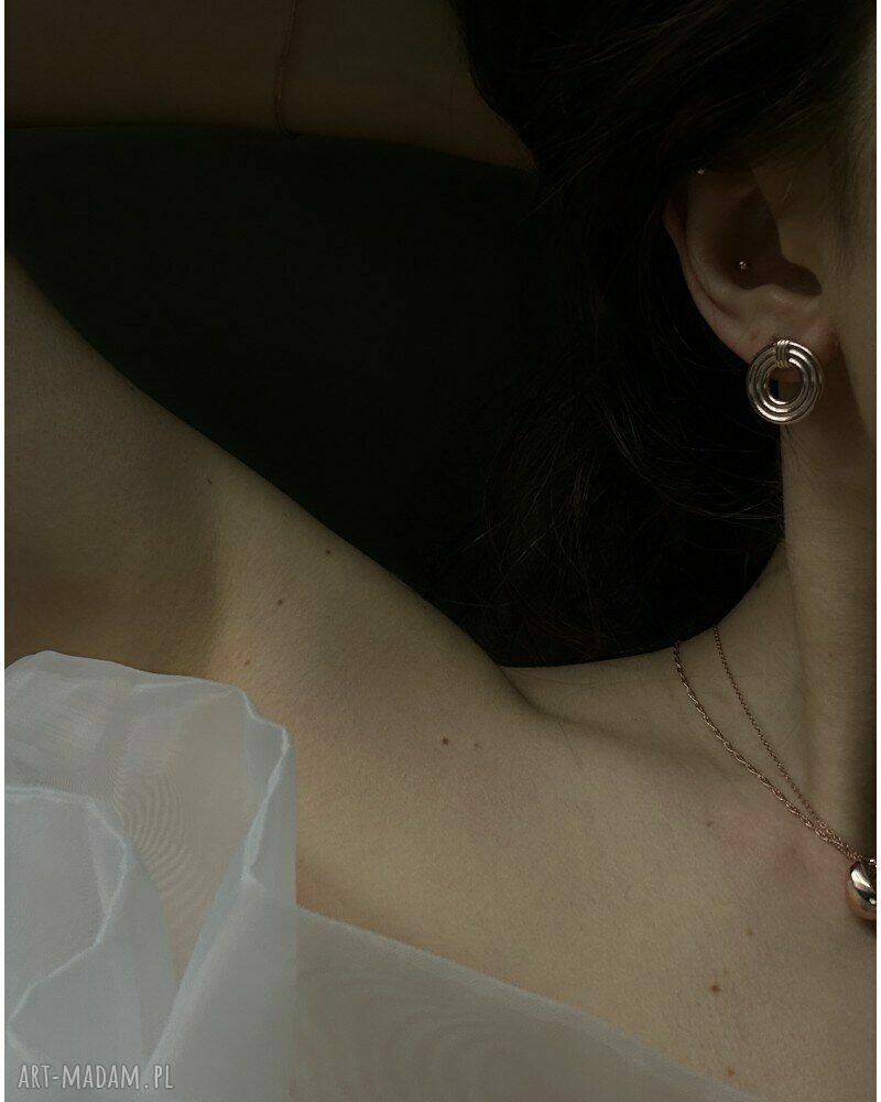 kolczyki: Masywne okrągłe kolczyki retro z różowego złota Ręcznie wykonane