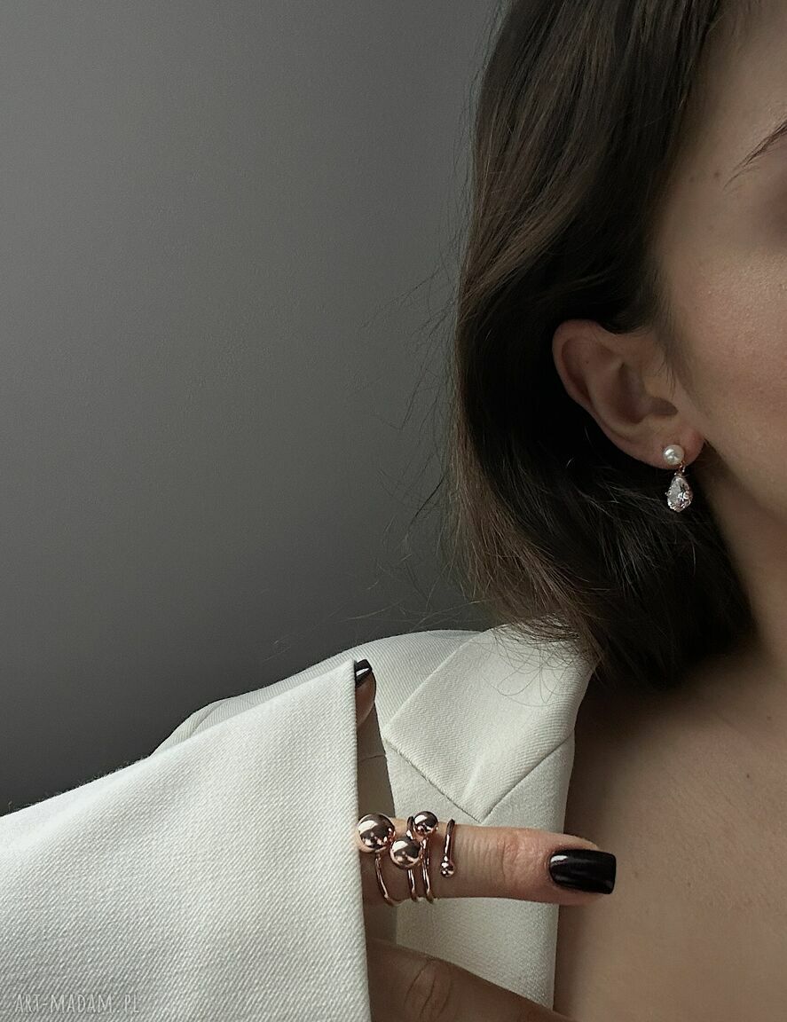 pierścionki: Masywny pierścionek z kulkami z różowego złota 19 ręczne wykonanie