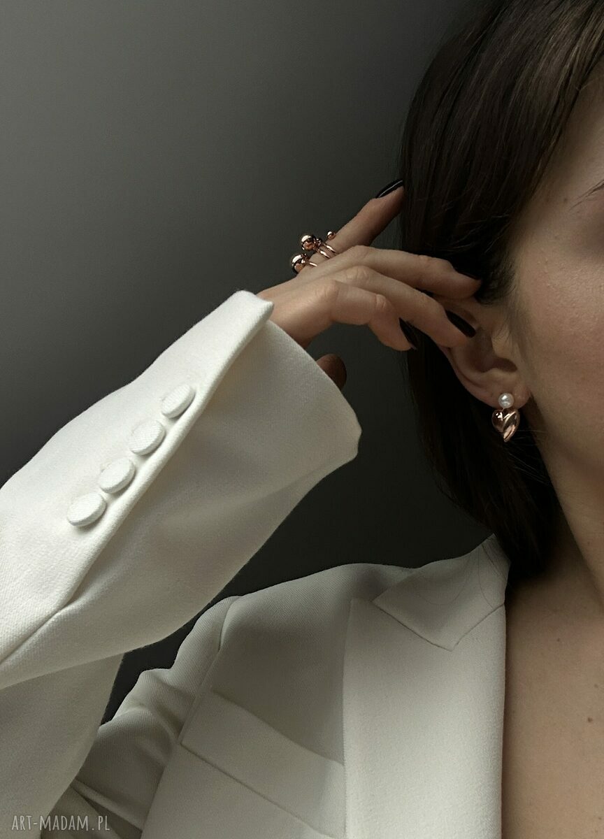 pierścionki: Masywny pierścionek z kulkami z różowego złota 22 ręczne wykonanie