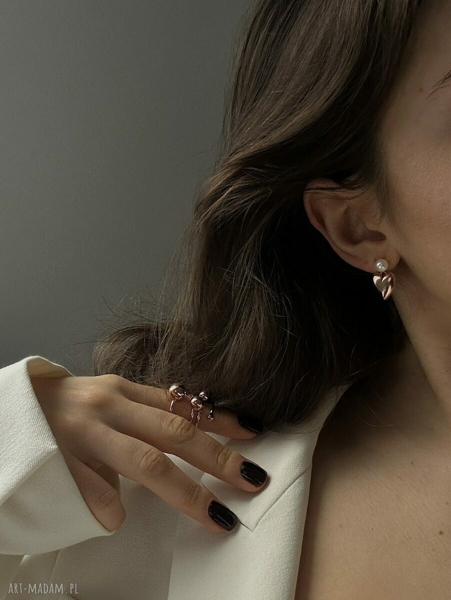 pierścionki: Masywny pierścionek z kulkami z różowego złota 22 ręczne wykonanie