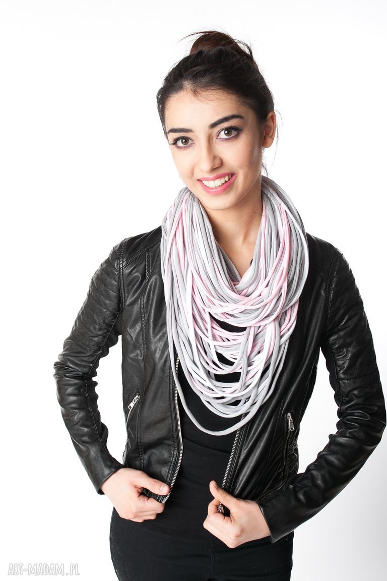 Maszyjnik dzianinowy biały szary pudrowy róż bawełna dzianina