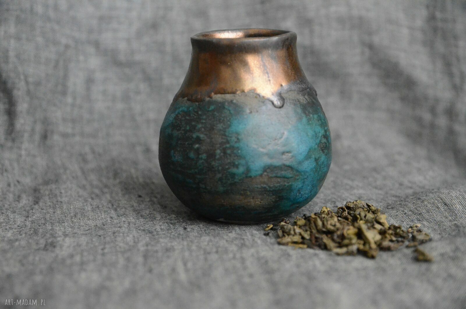 Matero do yerba mate w orientalnym turkusie - ręcznie robiona kamionka (240 ml)