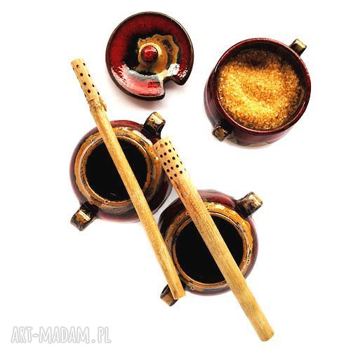 Matero VII - ceramiczny zestaw do yerba mate - 2 czarki i miodowniczka
