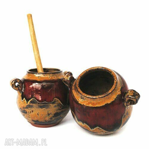 Matero VII - ceramiczny zestaw do yerba mate - 2 czarki i miodowniczka
