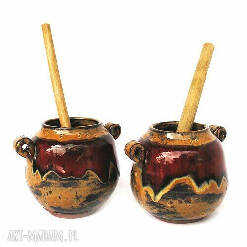 Matero VII - ceramiczny zestaw do yerba mate - 2 czarki i miodowniczka