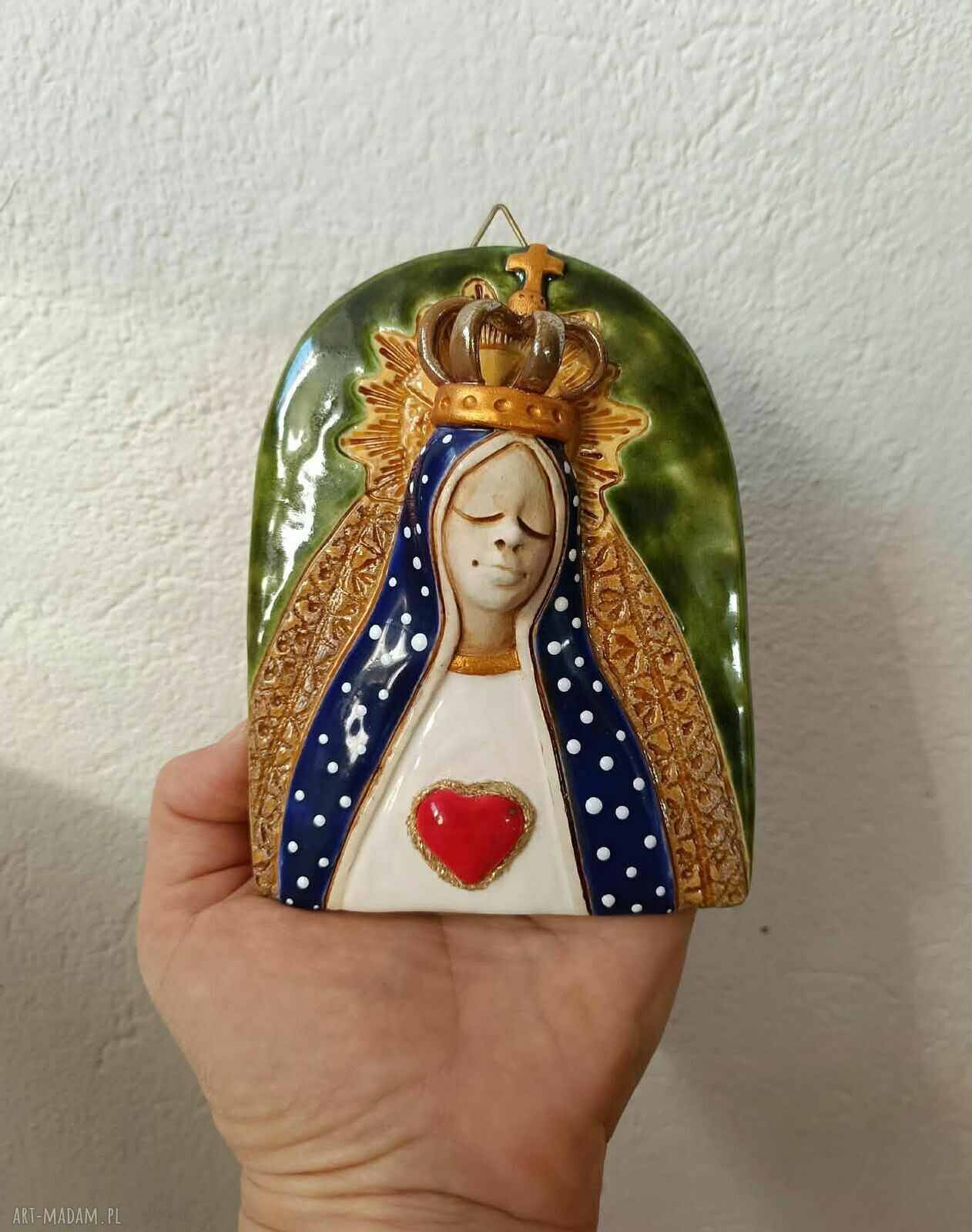 Matka Boska - ręcznie robiona ceramiczna dekoracja na ścianę
