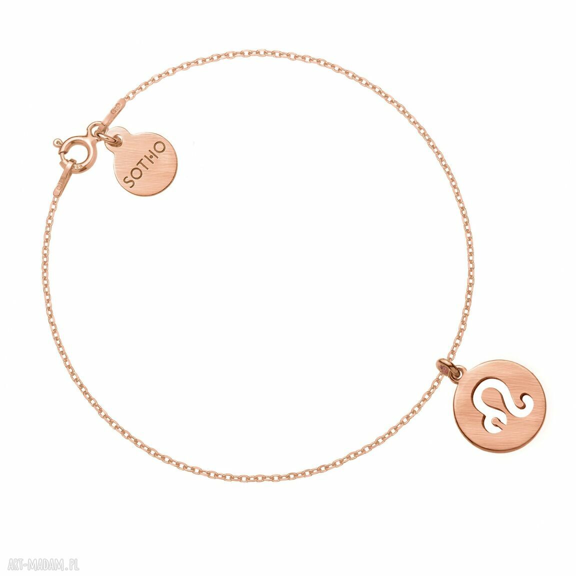 Matowa bransoletka zodiakiem lwa różowego złota zawieszka zodiak