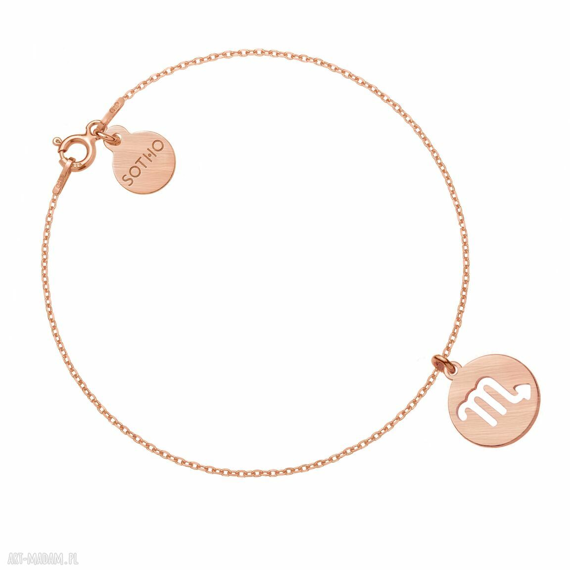 Matowa bransoletka zodiakiem skorpiona różowego złota zawieszka