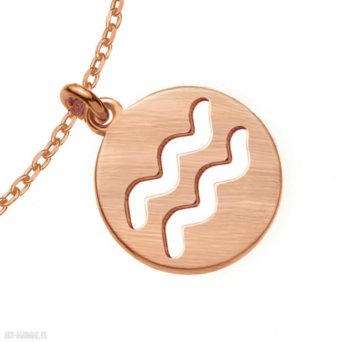 bransoletki: Matowa bransoletka z zodiakiem Wodnika z różowego złota ręczne wykonanie