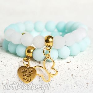 kaktusia matowy jadeit mint & white & butterfly