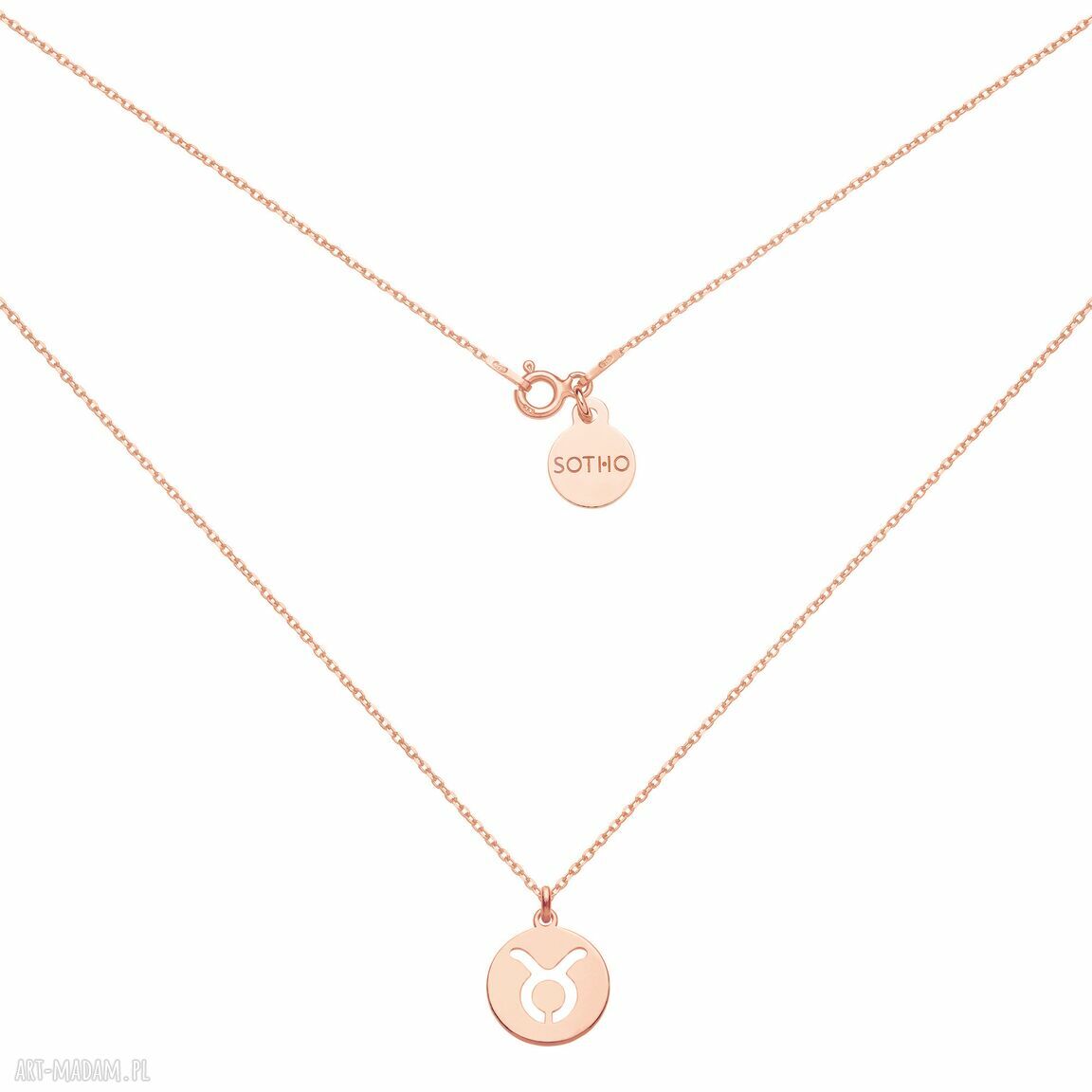 Matowy naszyjnik różowego zodiakiem byka różowe złoto