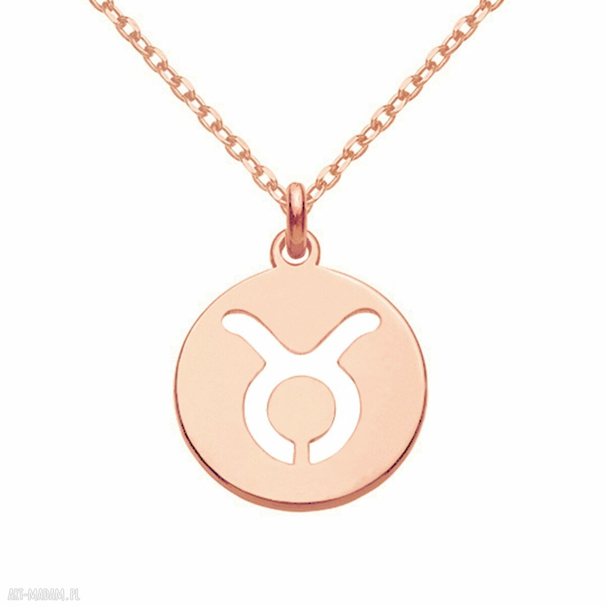 naszyjniki: Matowy naszyjnik z różowego złota z zodiakiem Byka handmade