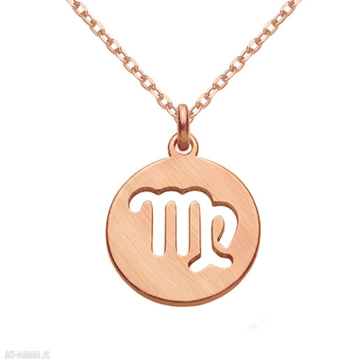 naszyjniki: Matowy naszyjnik z różowego złota z zodiakiem Panny HandMade