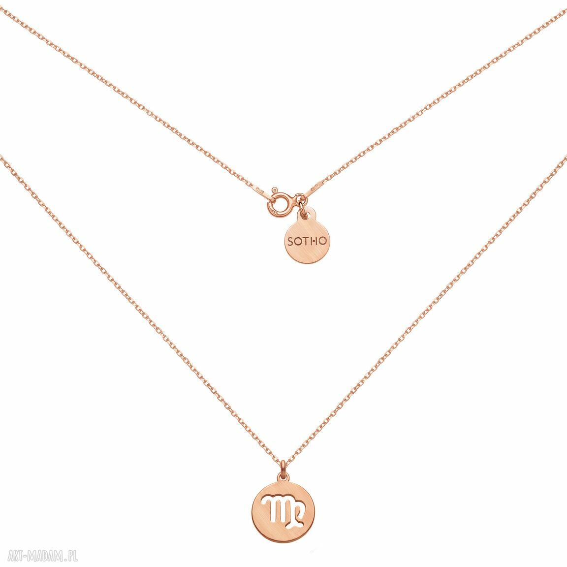 Matowy naszyjnik różowego złota zodiakiem panny zodiak