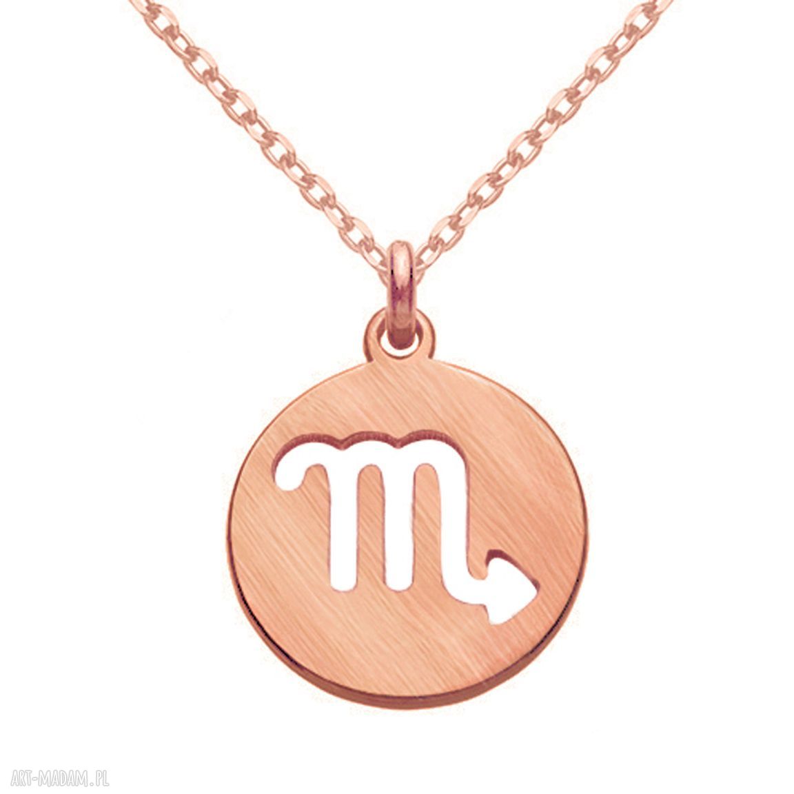 naszyjniki: Matowy naszyjnik z różowego złota z zodiakiem Skorpiona handmade