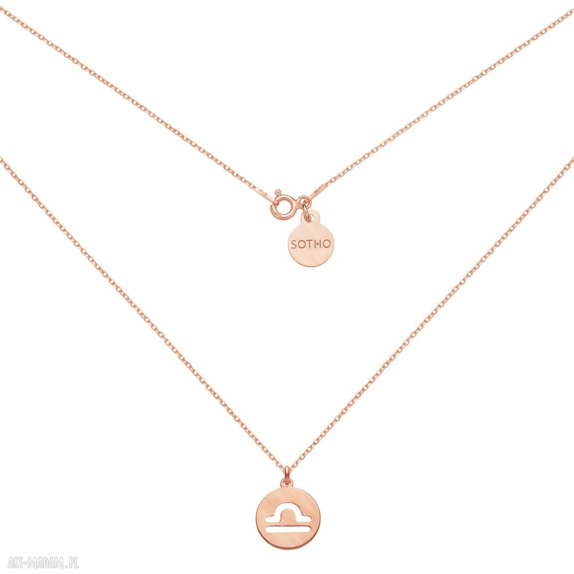 Matowy naszyjnik różowego zodiakiem wagi różowe złoto