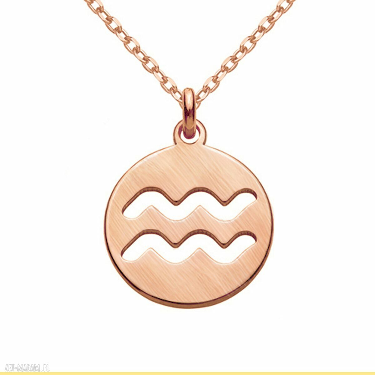 naszyjniki: Matowy naszyjnik z różowego złota z zodiakiem Wodnika handmade