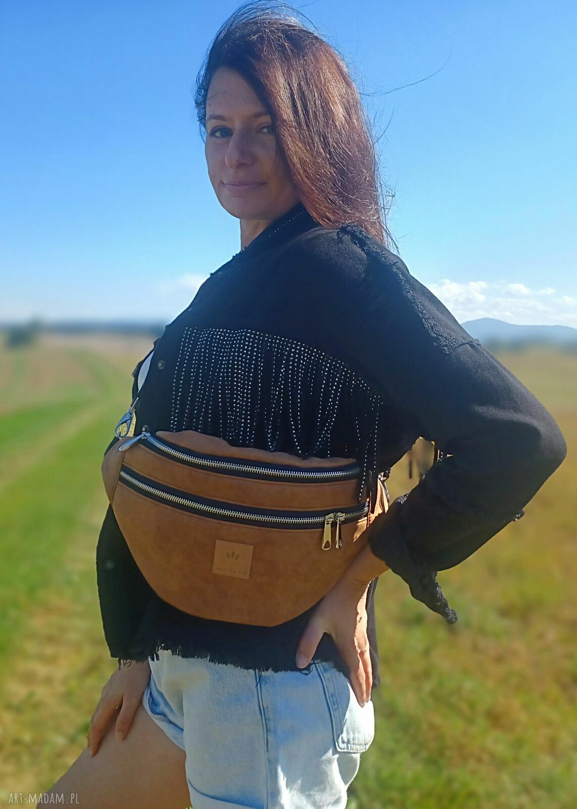 Maxi nerka damska z brązowego nubuku Canyon (XL) - ręcznie robiona
