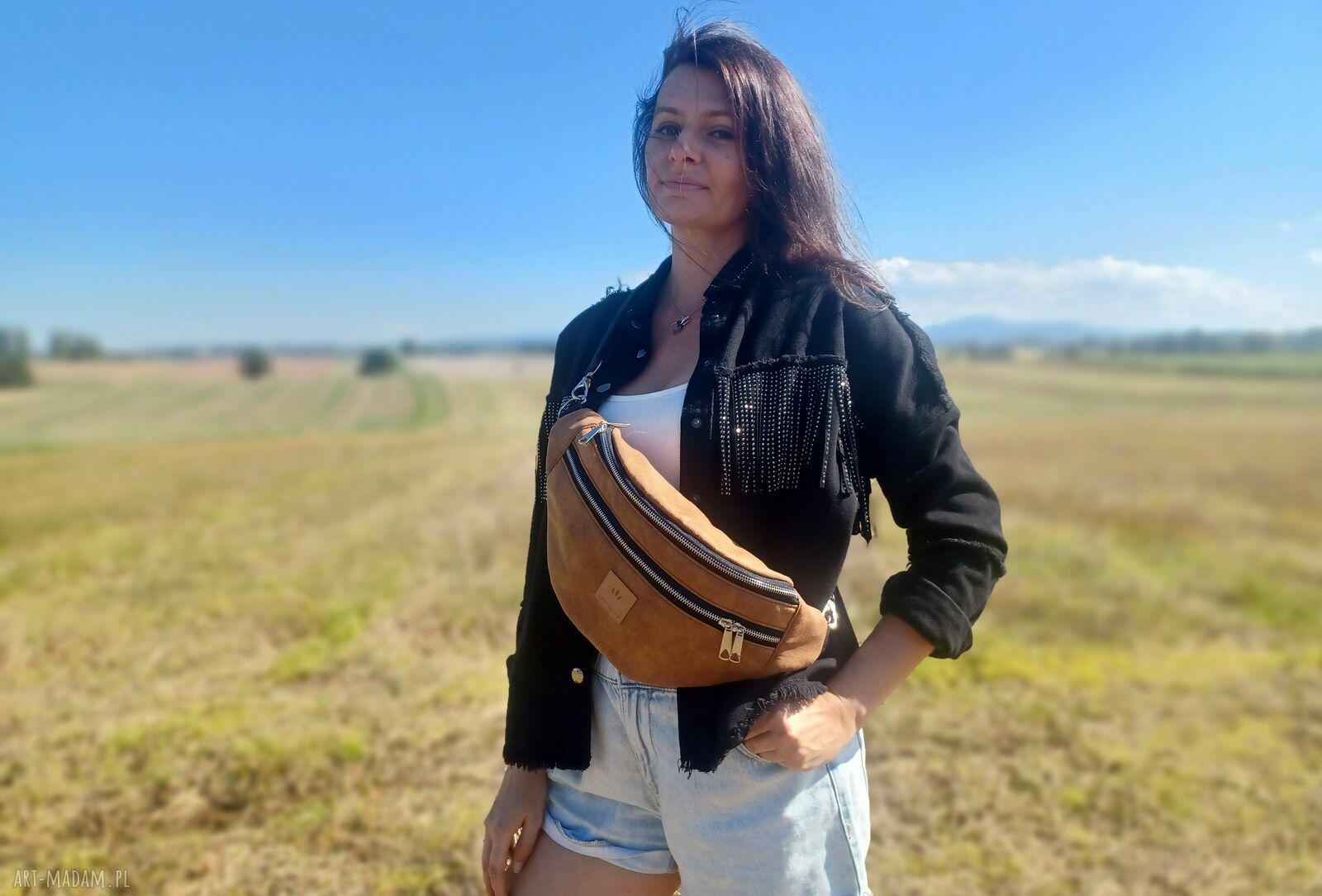 Maxi nerka damska z brązowego nubuku Canyon (XL) - ręcznie robiona