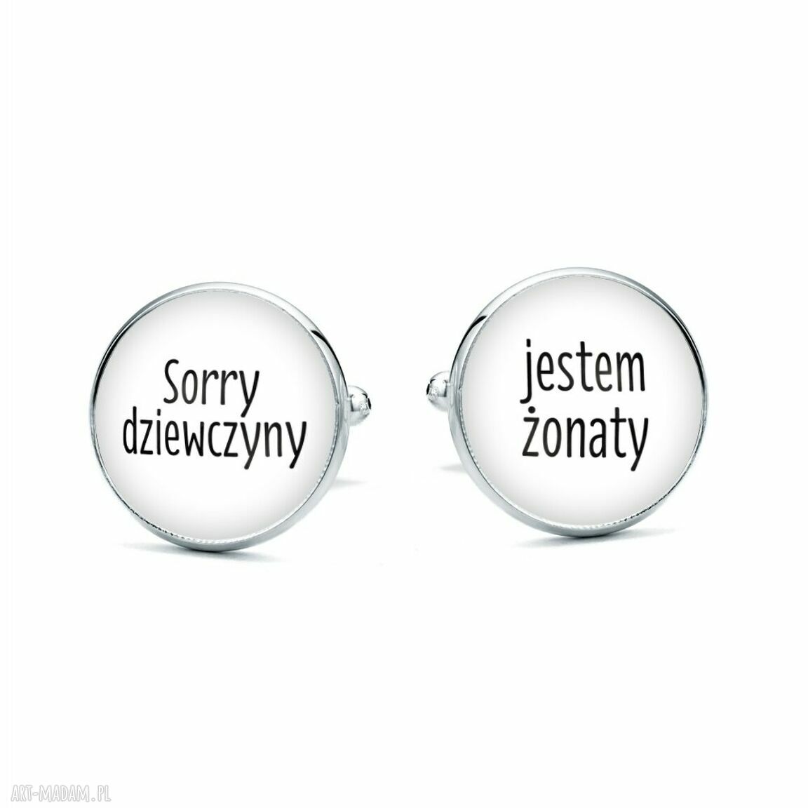 Spinki do mankietów Maz z grafiką „Sorry” - prezent dla męża