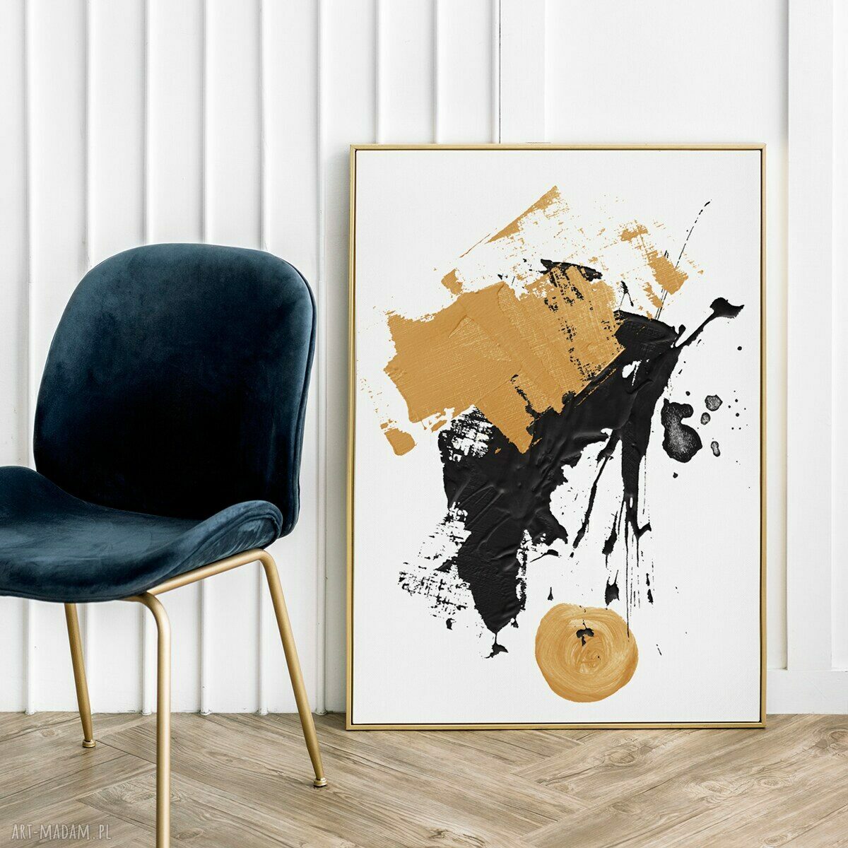 Plakat Mazy Brudne Złoto 61x91 cm - elegancka abstrakcja do sypialni