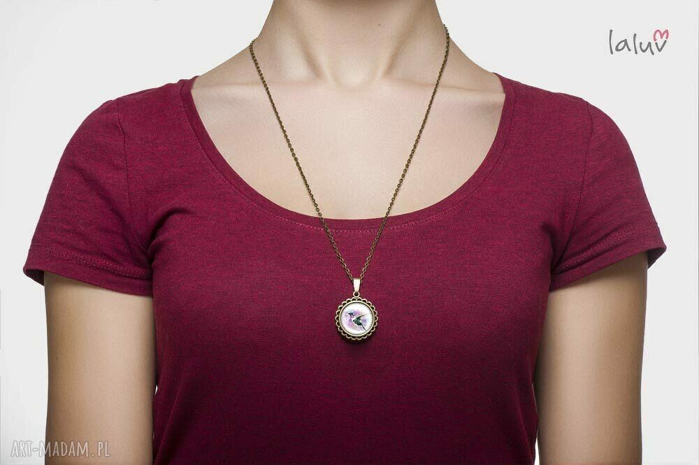 Medalion okrągły mały Koliber - naszyjnik handmade dla niej