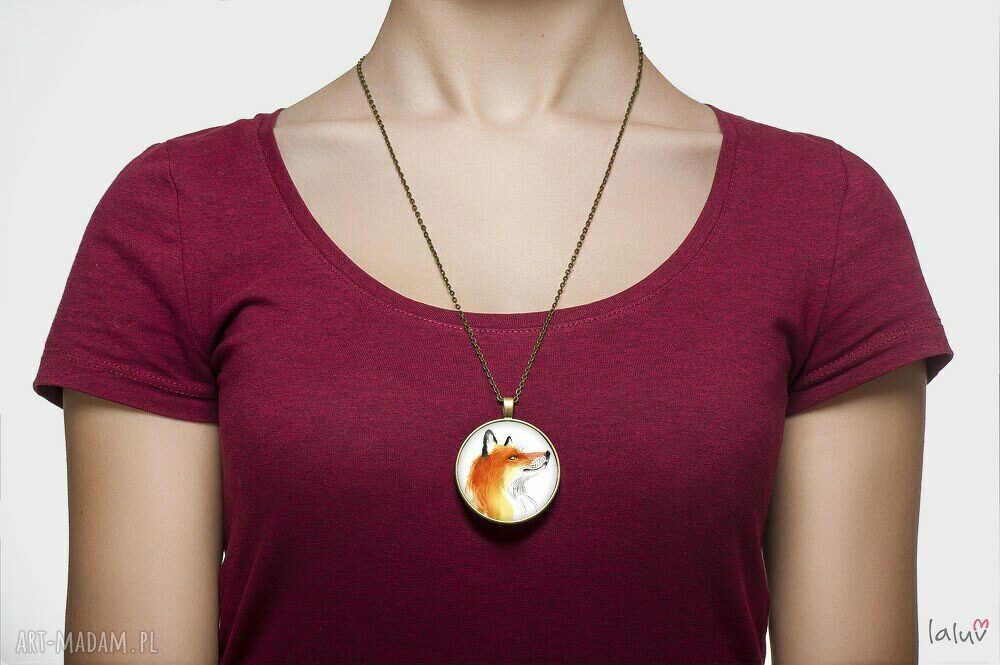 Medalion okrągły LISEK - naszyjnik handmade dla niej