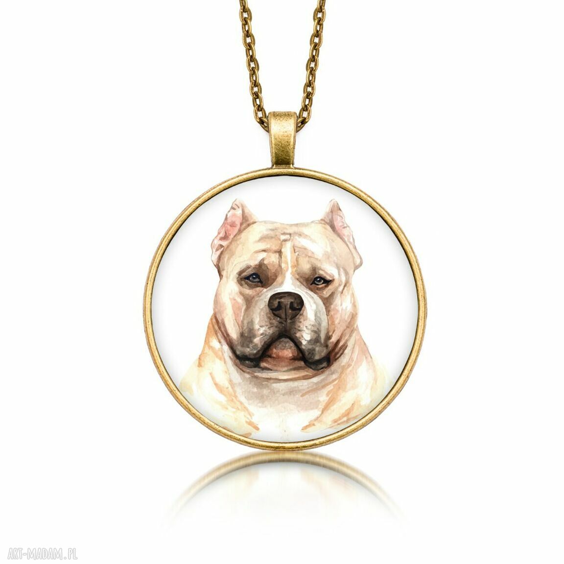 Medalion okrągły AMERICAN BULLY - ręcznie robiony naszyjnik