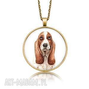 medalion okrągły z grafiką basset hound rasowy pies laluv