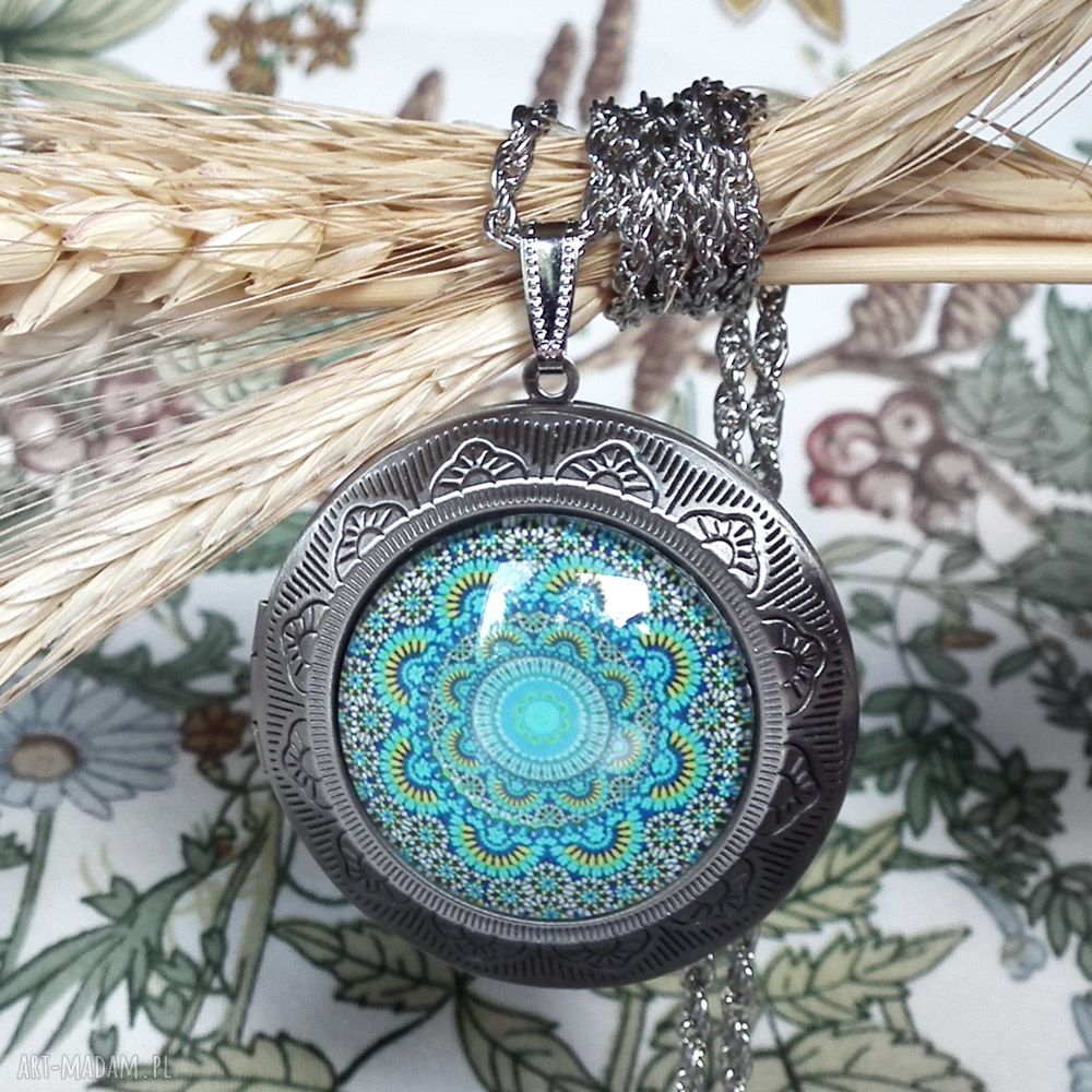 Otwierany Medalion Sekretnik Turkusowa Mandala