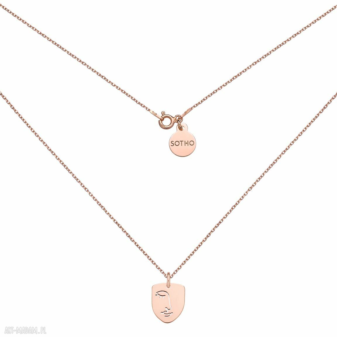 Medalion różowego złota face n°4 naszyjnik łańcuszek twarz