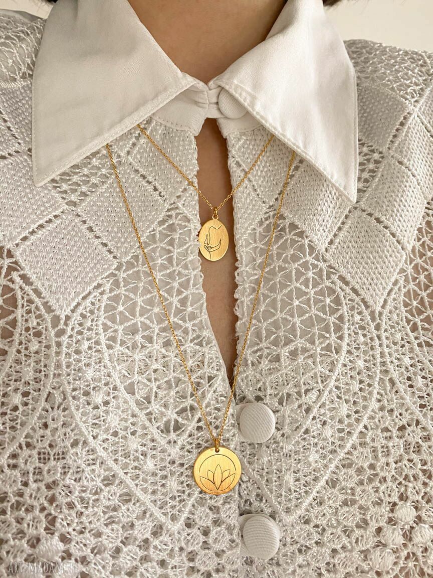 naszyjniki: Medalion z różowego złota Face N°8 hand made