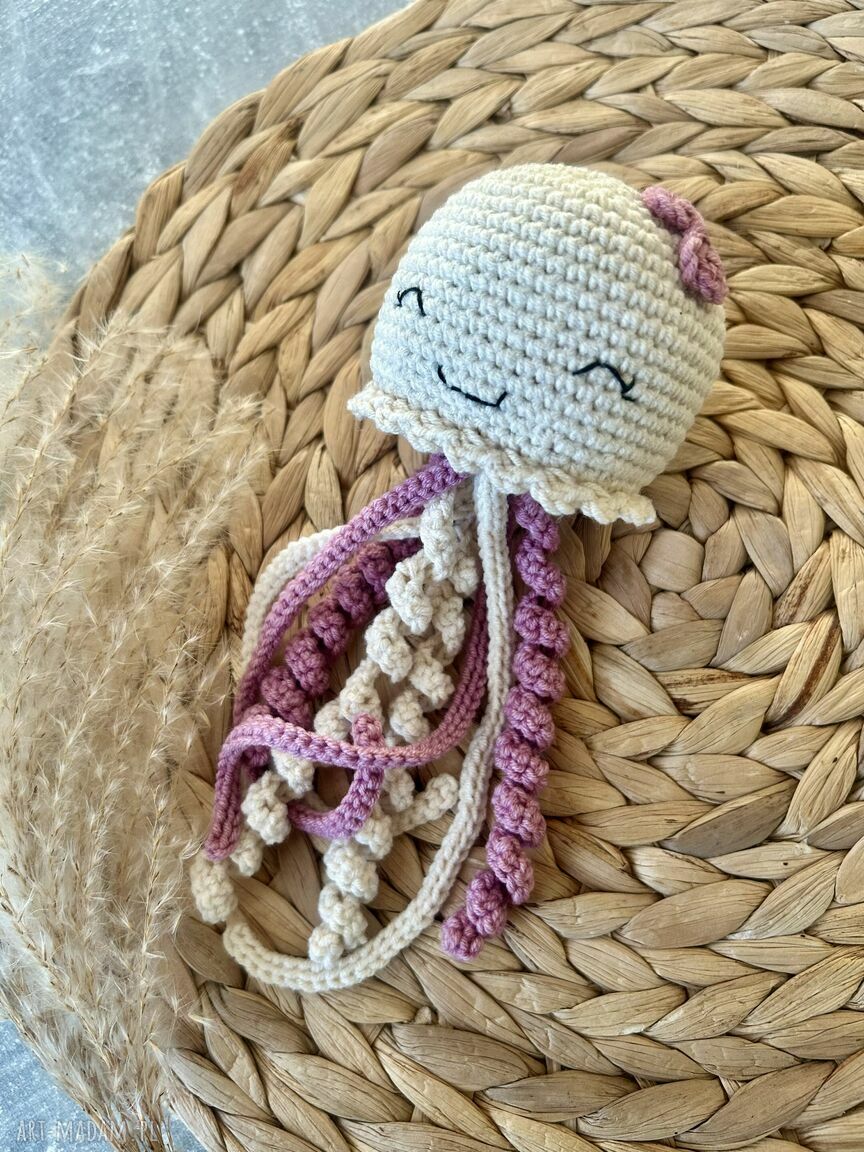 Meduza grzechotka na szydełku dla maluszka (ok. 20 cm)