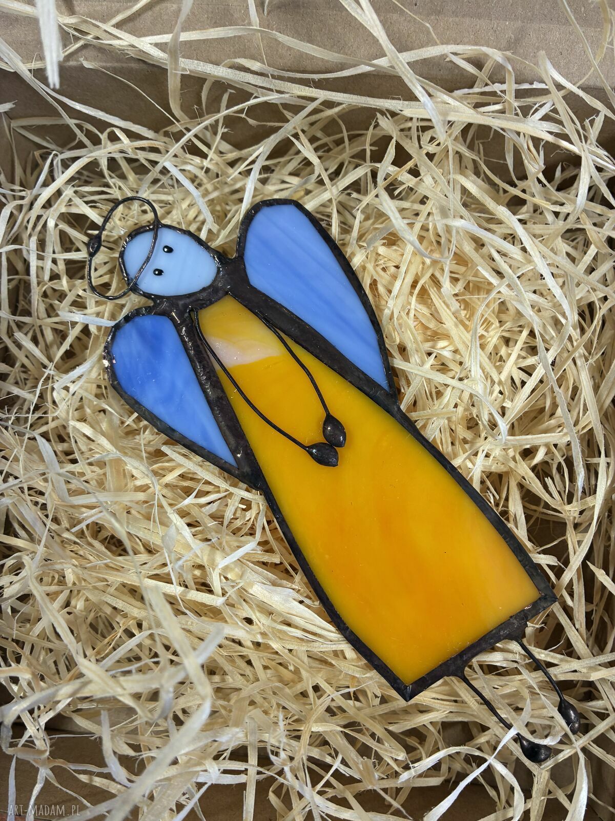 Mega anioły - witraż Tiffany z ręcznie ciętego szkła (pomarańczowe)