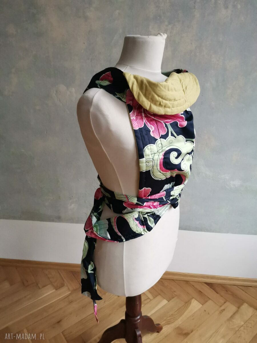 Mei Tai - nosidełko dla dzieci mocowane czterema pasami (boho folk, frędzle)