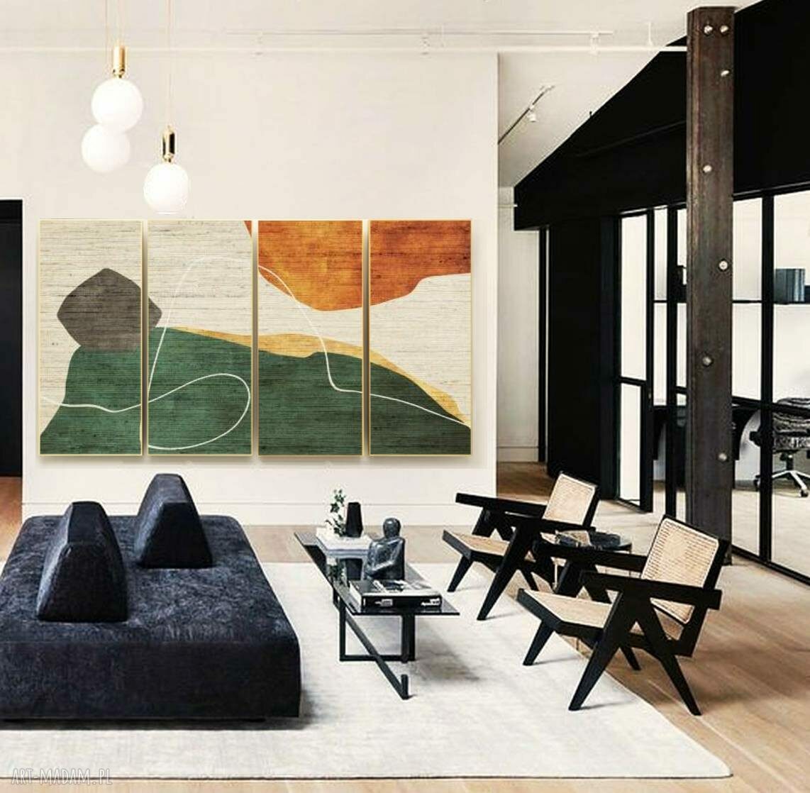 MELANGE COLOURS - 4-częściowy obraz abstrakcyjny z grubą strukturą (100x200 cm)