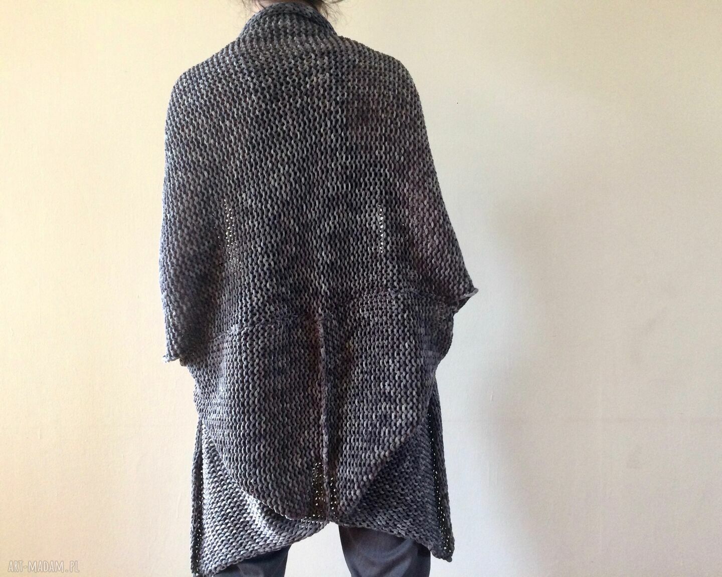 Melanżowy kardigan w kształcie kokonu z bawełny 100% - handmade Anna Damzyn