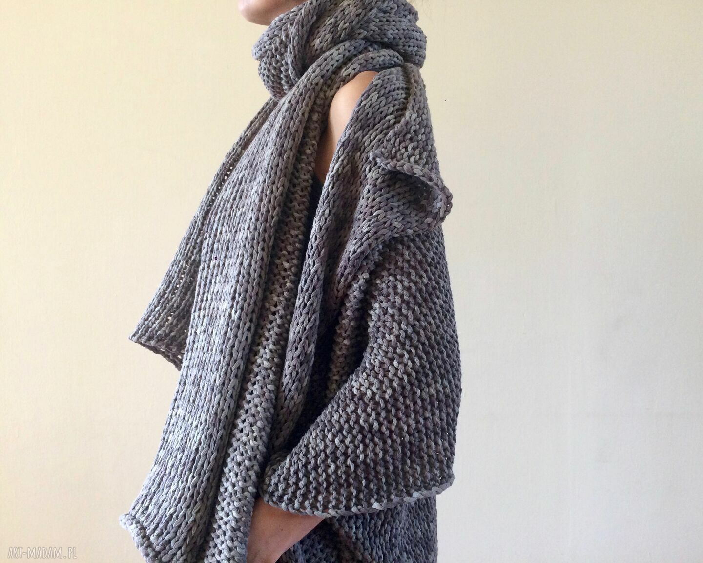 Melanżowy kardigan w kształcie kokonu z bawełny 100% - handmade Anna Damzyn