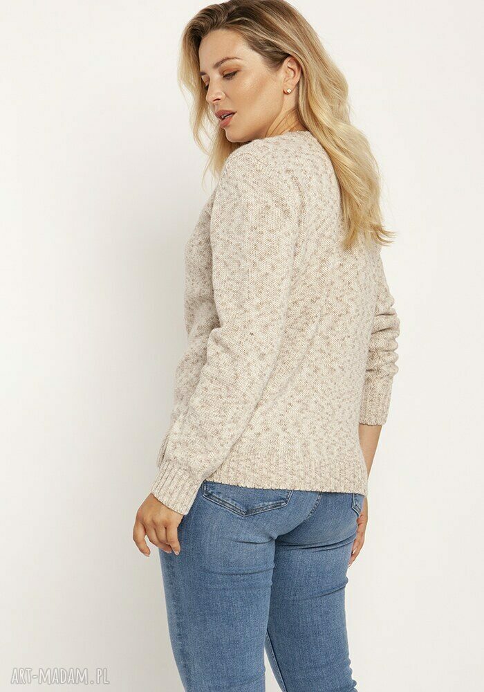 Melanżowy sweter SWE244 beżowy melanż MKM