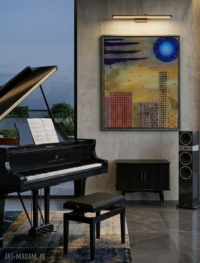 Melodia wieżowców - ręcznie malowany obraz akrylowy na płótnie 100x80 cm
