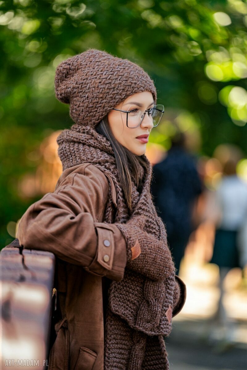 Czapka MERINO Explorer Brązowa z alpaki i jedwabiem