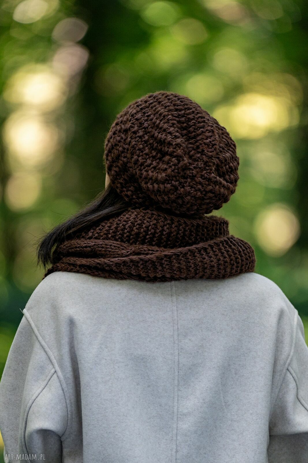 Czapka Neverland brązowa z merino, alpaki i jedwabną podszewką