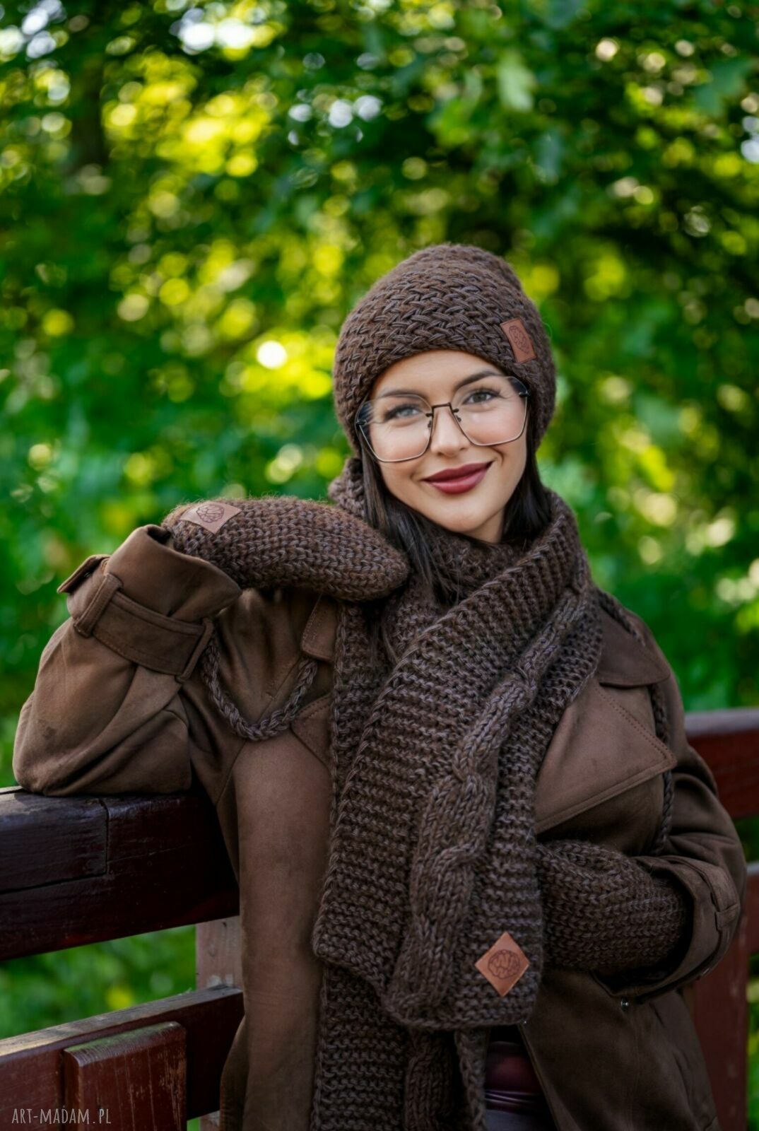 Rękawiczki MERINO „Brąz” z jedwabiem - ręcznie robione