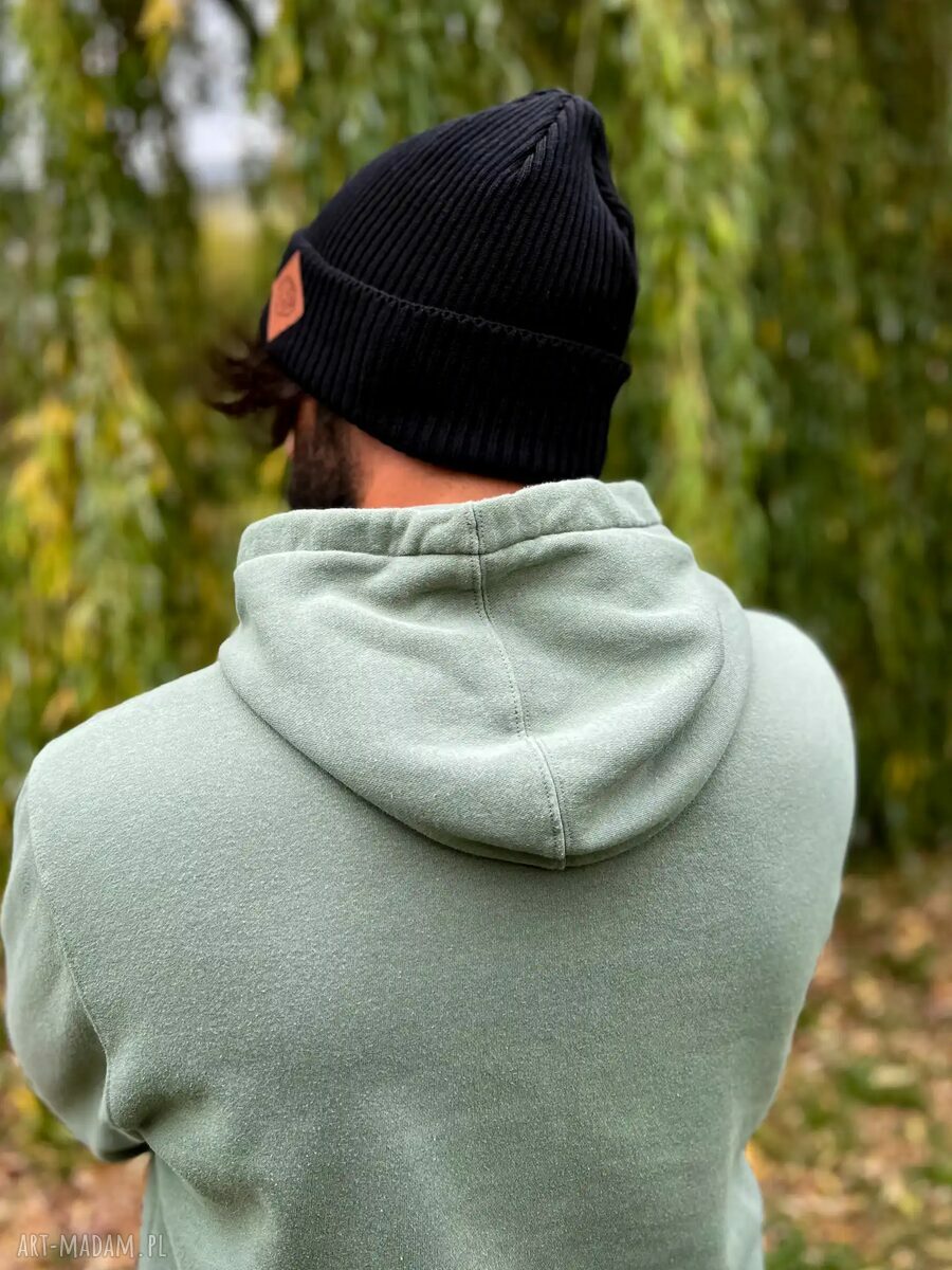 Czarna bawełniana czapka beanie 2w1 z logo ekoskórka Brain Inside