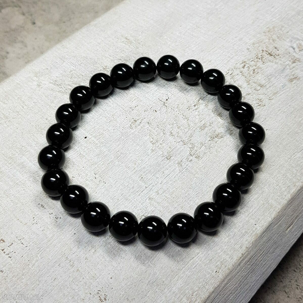 Męska bransoletka mocy z czarnego onyksu b11 - naturalne kamienie 10 mm